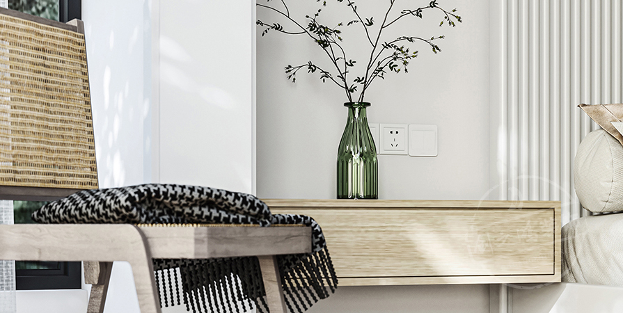 花語尚東93㎡奶油風(fēng)格三居室裝修案例