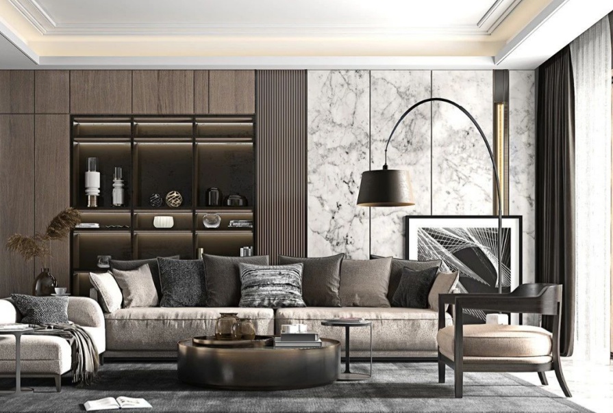 建投譽(yù)山院109㎡意式輕奢風(fēng)格三居室裝修案例