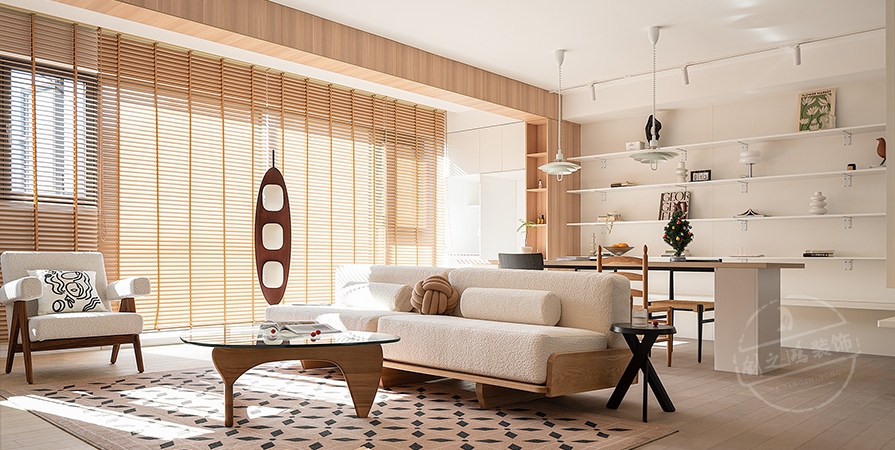 城東春曉116㎡原木風(fēng)格三居室裝修案例