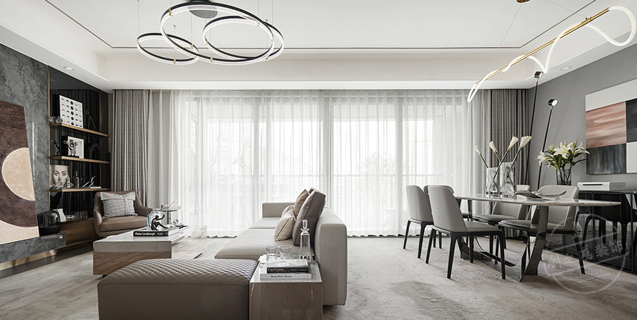 中海峰境南開143㎡輕奢風(fēng)格三居室裝修案例